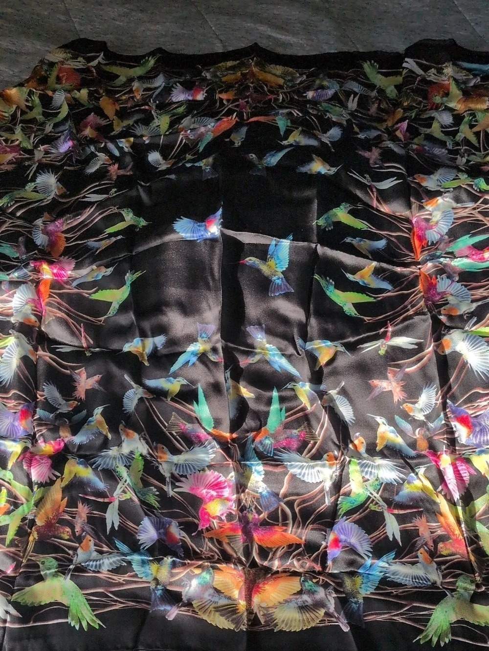 Silkiebamboo silk scarf in Black & Multicolor NWT
